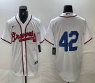 Nike Atlanta Braves #42 white majestic baseball MLB Jerseys -BD