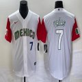 2023 World Cup Mexico #7 Julio Urias white red majestic baseball jerseys 65