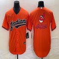 Nike Cleveland Indians blank orange majestic baseball jersey big logo-BD