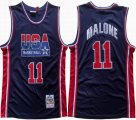 1992 United States Olympics #11 Karl Malone blue USA Basketball Team Jerseys