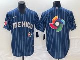 2023 World Cup Mexico blank blue majestic baseball jerseys-BD 05