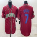 2023 World Cup Mexico #7 Julio Urias red blank majestic baseball jerseys 42