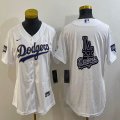 Women Los Angeles Dodgers blank white majestic baseball Jerseys-BD 04