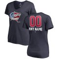 Women's Columbus Blue Jackets Fanatics Branded Navy Personalized Name and Number Banner Wave V-Neck T-Shirt