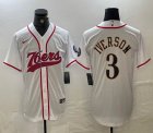 Philadelphia 76ers 3# Allen Iverson white nba basketball jerseys Joint name-BD