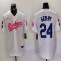 Nike Los Angeles Dodgers #24 Kobe Bryant white pink majestic baseball jerseys Joint Name