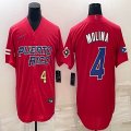 Puerto Rico Baseball #4 Yadier Molina red 2023 World Baseball Classic Replica Player Jersey