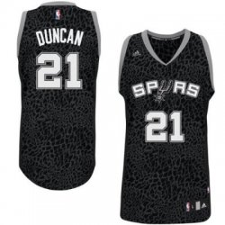 Adidas San Antonio Spurs DUNCAN 21# black Leopard color NBA Jerseys