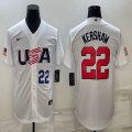 2023 World Cup #22 Clayton Kershaw white USA majestic baseball jerseys 01