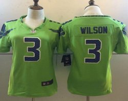 Women Seattle Seahawks Russell Wilson #3 green nike Color Rush Limited Jersey