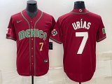 2023 World Cup Mexico #7 Julio Urias red blank majestic baseball jerseys 03