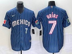 2023 World Cup Mexico #7 Julio Urias blue majestic baseball jerseys 92