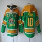 Anaheim Ducks #10 Corey Perry Yellow Green Hockey Hooded Sweatshirt