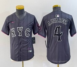 Youth Nike New York Mets #4 Yordan Alvarez gray majestic majestic baseball jerseys city version