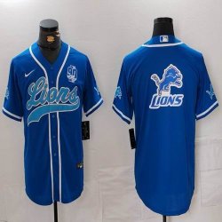 Detroit Lions blank blue baseball jerseys Joint name-BD 05