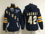 women St Louis Blues BACKES #42 dark blue NHL hooded sweatshirt