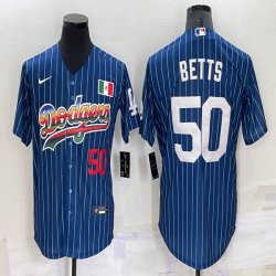 Nike Los Angeles Dodgers #50 Mookie Betts blue throwback majestic baseball Jersey-BD 08