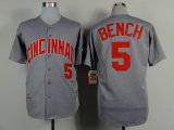 Cincinnati Reds #5 Johnny Bench gray throwback MLB baseball Jerseys-SG