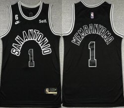 Nike San Antonio Spurs #1 Victor Wembanyama black basketball jerseys with 6 patch-XD 03