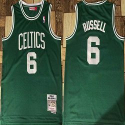 Boston Celtics #6 Bill Russell green throwback nba basketball jersey-XD