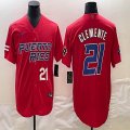 Puerto Rico Baseball #21 Roberto Clemente red 2023 World Baseball Classic Replica Player Jersey