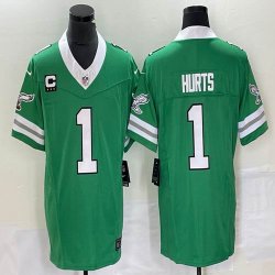 Nike Eagles #1 Jalen Hurts green throwback Color Rush Limited Jersey with C patch-BD 03