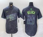 Nike Tampa Bay Rays #21 Jonny DeLuca black majestic baseball jersey city version