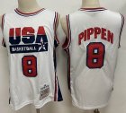 1992 United States Olympics #8 Pippen White USA Basketball Team Jerseys