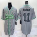 Nike Philadelphia Eagles #11 Carson A.J. Brown gray baseball jerseys Joint name-BD