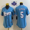 2023 Champions Women Nike Texas Rangers #5 Corey Seager skyblue majestic baseball jerseys