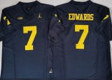 Michigan Wolverines #7 Donovan Edwards blue college football jerseys