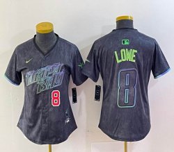 Women Nike Tampa Bay Rays Brandon Lowe black majestic baseball jersey city version 02