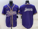 Nike NBA Los Angeles Lakers purple baseball jerseys Joint name-BD 04