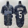 Nike Los Angeles Dodgers #5 Freddie Freeman gray camo NBA and baseball Jerseys Joint name -BD