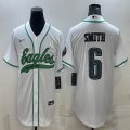 Nike Philadelphia Eagles #6 DeVonta Smith white baseball jerseys Joint name-BD