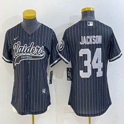 Youth Nike Oakland Raiders #34 Bo Jackson black baseball jerseys Joint name-BD 01