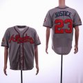 Atlanta Braves 23# David Justice gray throwback baseball jersey