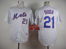 New York Mets #21 Lucas Duda white blue stripe mlb baseball jersey