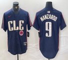 Nike Cleveland Indians #9 Kyle Manzardo blue majestic baseball jersey -BD 03