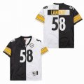 Pittsburgh Steelers 58# Jack Lambert Black white splits Throwback NFL Jersey