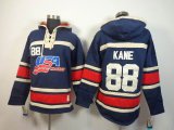 Team USA Olympic jersey # 88 Patrick Kane blue NHL Hooded Sweatshirt