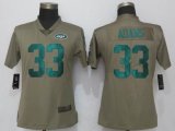 Women New York Jets 33 Adams Olive Salute To Service Elite Jersey