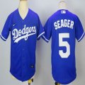 Youth Los Angeles Dodgers #5 Corey Seager blue majestic baseball jersey