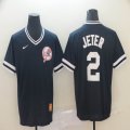 Nike New York Yankees 2 Derek Jeter throwback dark blue mlb jersey-BD