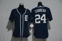 Women Detroit Tigers #24 Miguel Cabrera dark blue Flexbase Authentic Collection Jersey