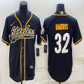 Nike Pittsburgh Steelers #32 Franco Harris black baseball jerseys Joint name-BD