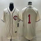 Nike Cincinnati Reds #1 beige throwback mlb jerseys-BD