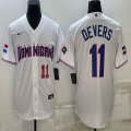 2023 World Cup Dominican Republic's #11 Will Devers white majestic baseball jerseys 02