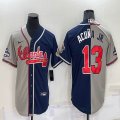 Nike Atlanta Braves #13 Ronald Acuna Jr. blue gray split majestic baseball jersey