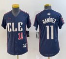 Youth Nike Cleveland Indians #11 Jose Ramirez blue majestic baseball jersey-BD 03